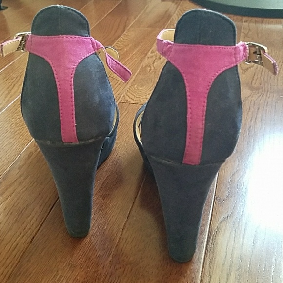 Blue and purple strap velvet wedges - Picture 4 of 5